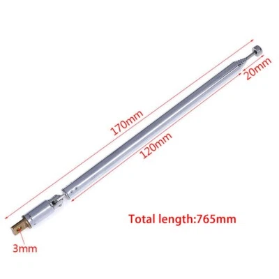 Stainless Steel Telescopic Antenna Aerial Radio TV Replacement 7 Sections