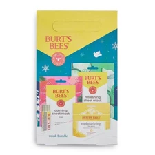 Burt's Bees Mask Bundle Face Sheet Mask, Lip Mask and Lip Balm Gift Set, Natural