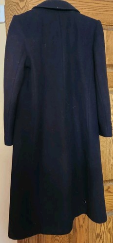 Ashley Scott 100% Wool Coat Maxi Long Pea Trench Jacket Navy Vintage PS/M - Picture 6 of 8