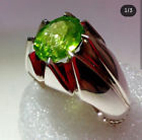 Solid 925 Sterling Silver AA Green Peridot Zircon Cut Gemstone Signet Men's Ring - Picture 3 of 11
