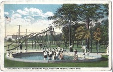 Goodyear Heights OH (Akron) niños jugando en Seiberling Field; bonito PC de los años 20