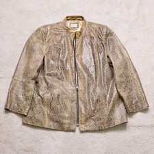 Women's Snakeskin Print Real Leather Jacket Size Uk 24