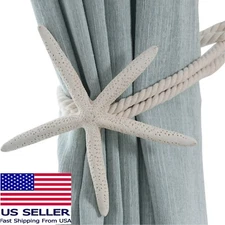 Zilucky  Set 2pcs Natural Starfish Curtain Tieback Rope Drapery Cotton Tie Beach