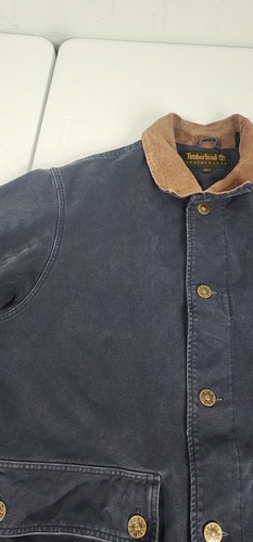 Vintage Timberland Men XL Navy Blue Canvas Barn/Core Jacket/Coat Corduroy Collar - Picture 13 of 17