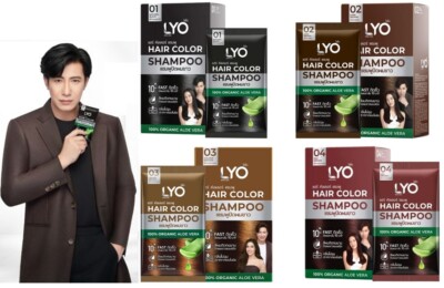 LYO Hair Color Shampoo Dye Cover Gray White Black Brown Golden Red