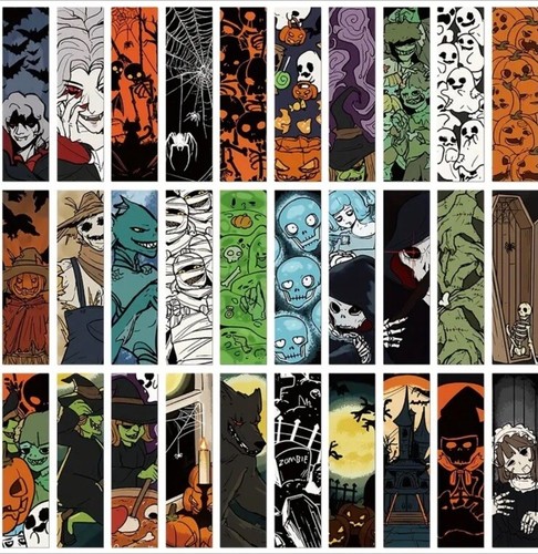 30 PC Bookmark Set Halloween Spooky Harvest 1.5" x 6" New Free Ship 136 - Picture 3 of 3