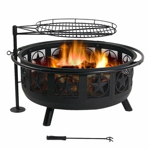 2 In 1 Large All Star Fire Pit Bowl W Bbq Cooking Grate Spark