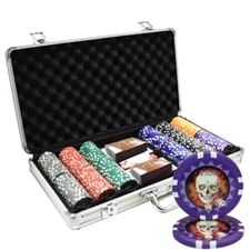 MRC POKER 300PCS 13.5G SKULL POKER CHIPS SET WITH ALUM CASE