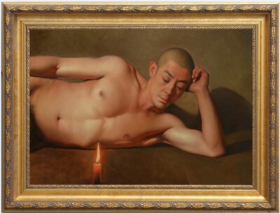 Hand painted Original Oil Painting art young male nude man on canvas 24''X36''