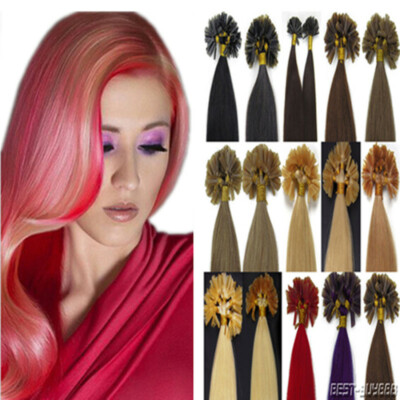 Pre-Bonded Keratin Glue Fusion Nail U Tip Remy Human Hair Extensions 9A 100-200s