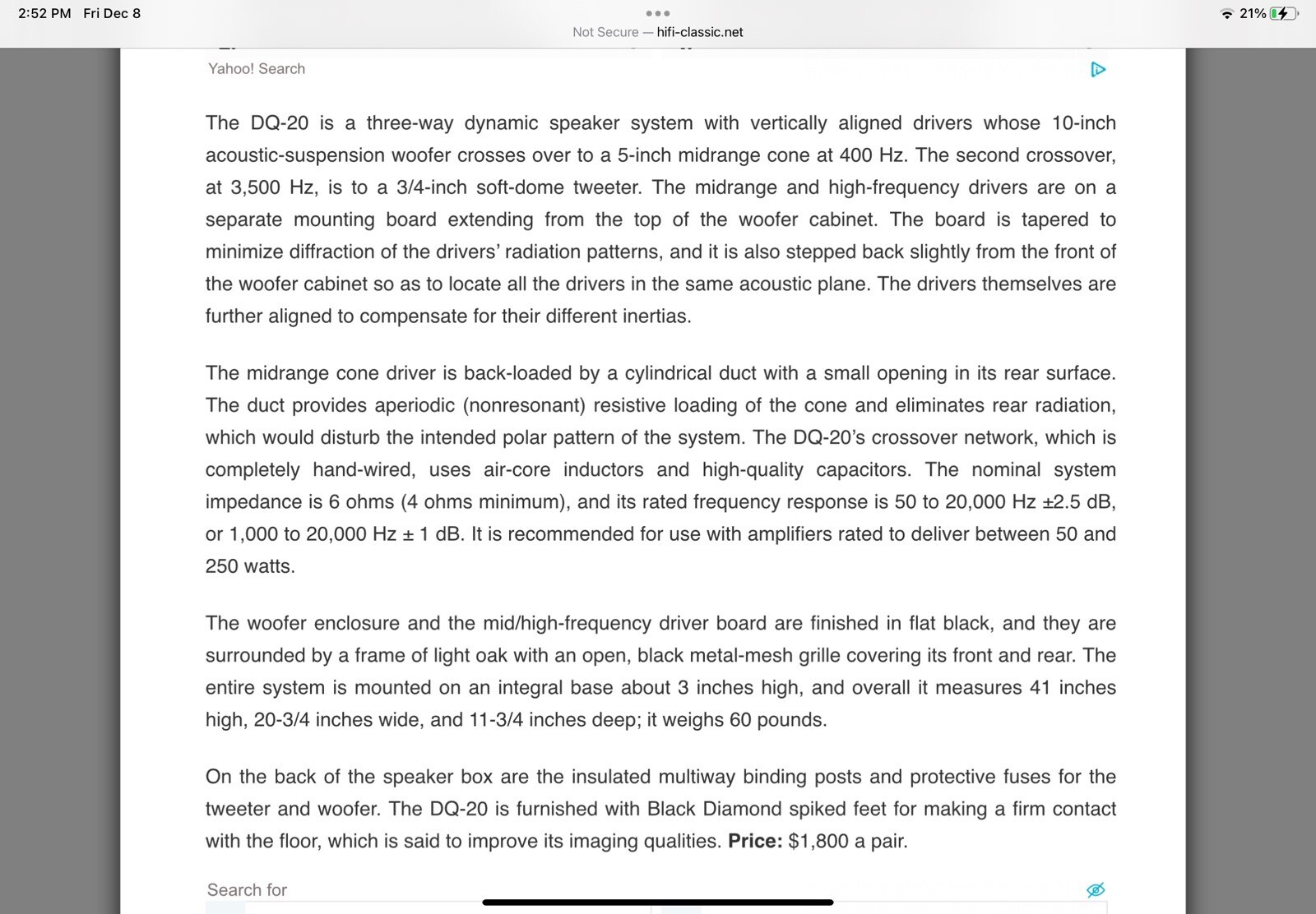 dahlquist dq 20 speakers eBay