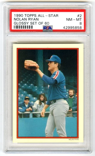 NOLAN RYAN~RARE (POP 13) 1990 TOPPS ALL-STAR GLOSSY PSA-8 NM-MT CARD #2~NEW CASE
