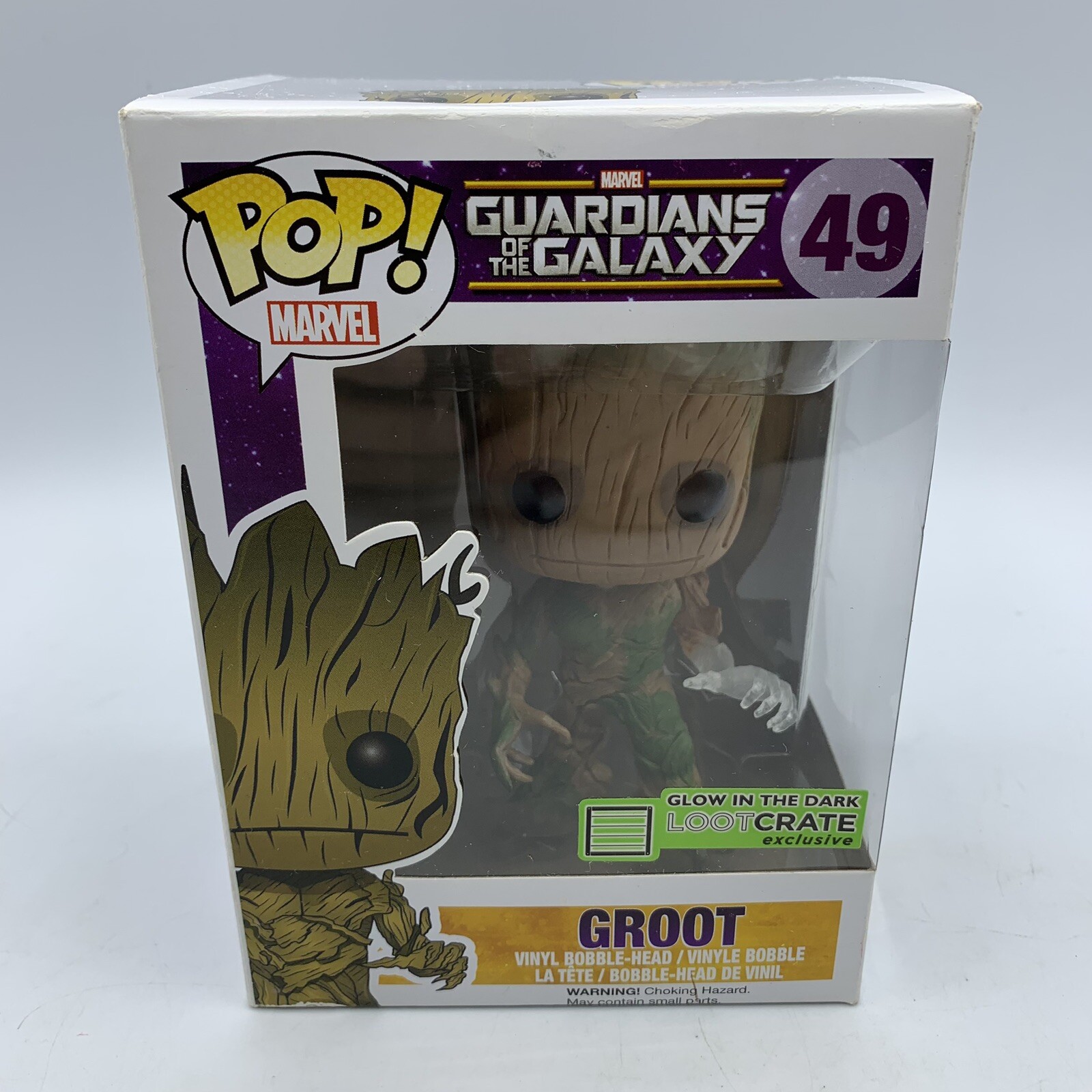 Sale Funko Pop! Guardians Of The Galaxy Groot #49 Lootcrate Glow In The Dark New