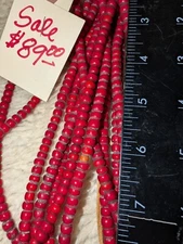 Indian trade Beads Red white Hearts one strand