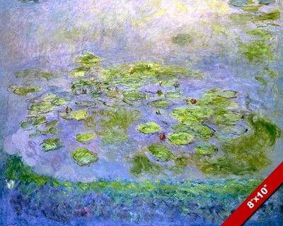 POND WITH WATER LILLIES LILLY PADS CLAUDE MONET PAINTING ART REAL CANVAS PRINT