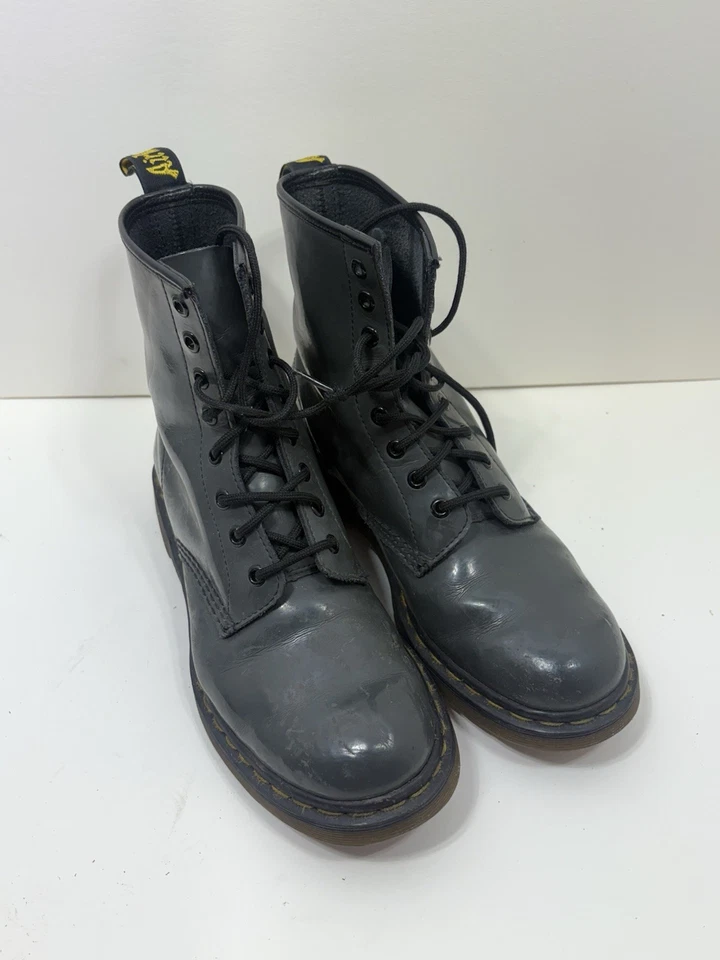 Botas Doc Dr. Martens Mujer Gris 1460 Cuero Con Cordones L Zapatos Talla 9 Foto 2 de 4