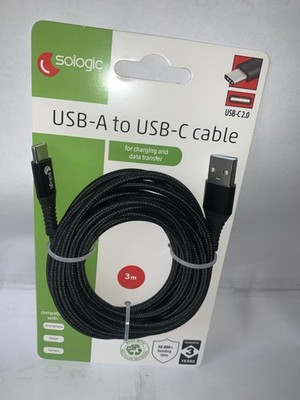 USB -A to USB-C cable 3 meter lang for charging and data transfer