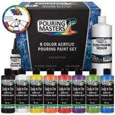 8-Color Ready to Pour Acrylic Pouring Paint Set Pre-Mixed High Flow 8oz Bottles