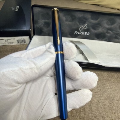 Parker  Inflection  Fountain Pen Blue & Gold  Medium Pt New In Box