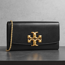 NEW Tory Burch Eleanor Black Leather Convertible Chain Strap Shoulder Bag/Clutch