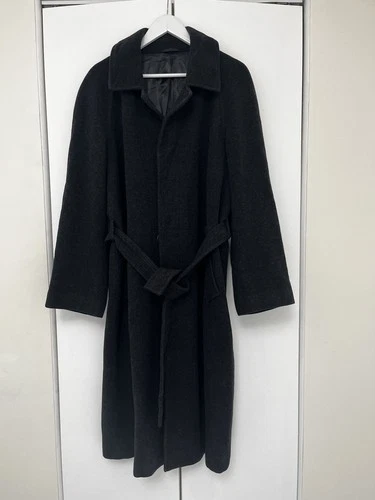 Men's Long Heavyweigth Wool Overcoat – Charcoal/Gray/Black– Belted Winter Coat video thumbnail