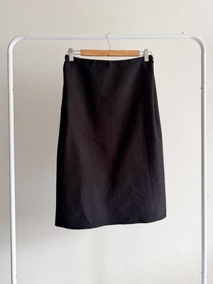 LANVIN Women's River 2007 Black Pleated Back Pencil Skirt High Waist Side Hooks