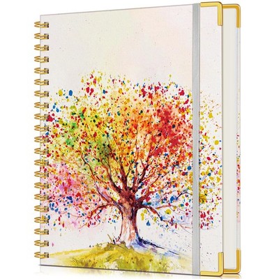 Lined Spiral Notebook Journal for Women, 200 Pages A4, Colorful Tree of Life 