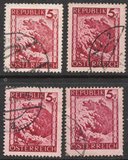 1945 Leopoldsberg (Vienna) Austria Landscapes 5g used (4) stamps