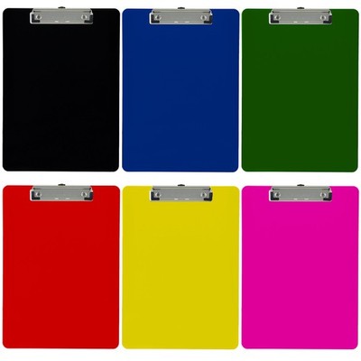 6 PCS Plastic Clipboard Assorted Opaque Colors Low Profile Clip Letter Size