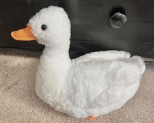 WHITE DUCK PLUSH STUFFED ANIMAL SOFT CUTE TOY ORANGE BEAK FEET WHITE ORANGE