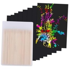 Cityrosy Scratch Art Paper Rainbow Sets for Kids 100 Pcs Rainbow  S-100pcs  