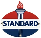 VINTAGE STANDARD GASOLINE PORCELAIN SIGN SERVICE STATION AMERICAN OIL TORCH GAS