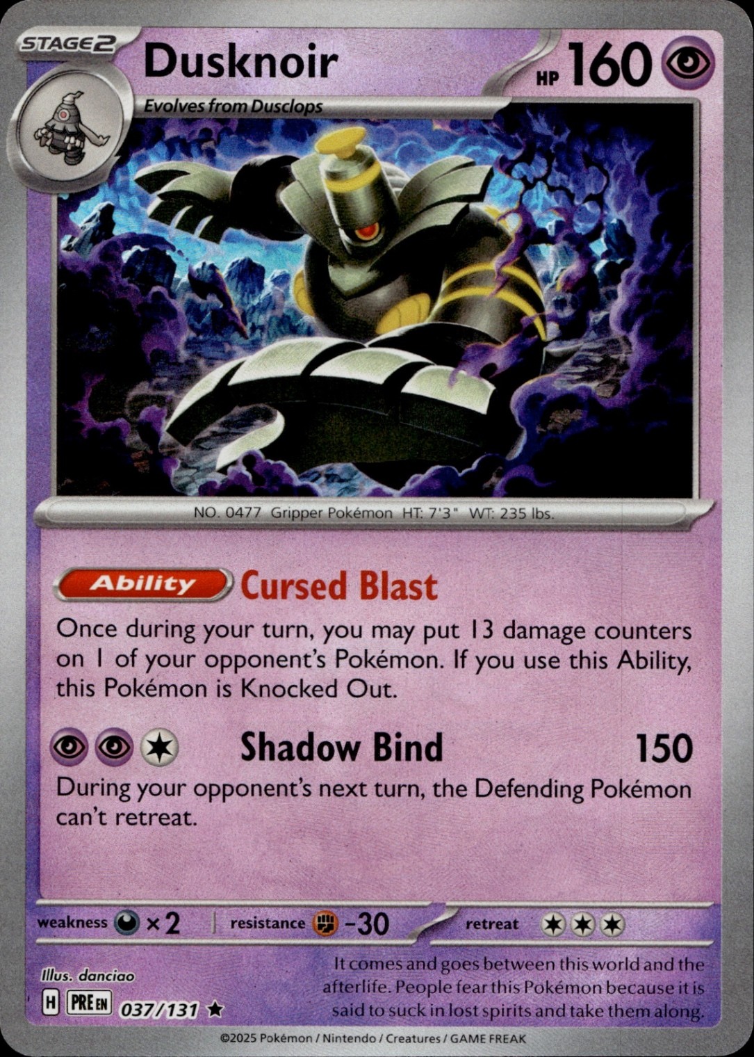 Dusknoir Rare SV: Prismatic Evolutions 037/131 LP