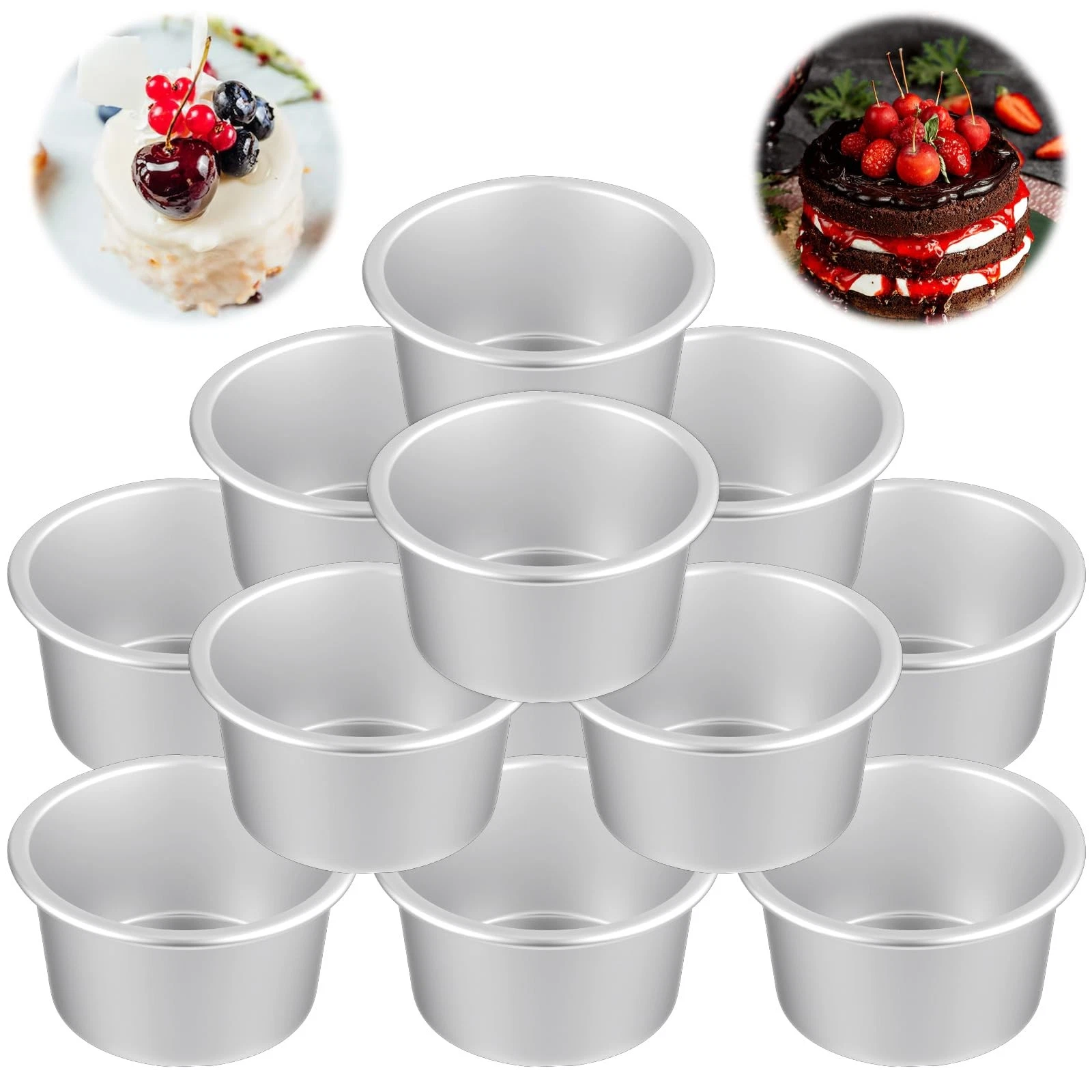 12 PCS Mini Aluminum Round Cake Pans Nonstick Pudding Molds 3.74x2x2.87 Inch
Opens in a new window o