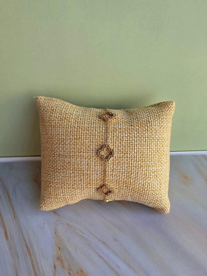 Браслет из 18-каратного листа с клевером золотой изящный подарки на день рождения для женщин - Изображение 2 из 4