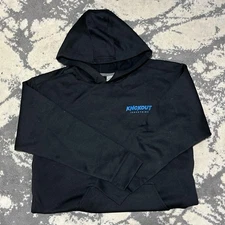 Comfrt Hoodie Women L Black Solid Pullover Hooded Sweatshirt Kangaroo Pocket