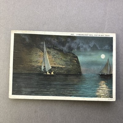 MOONLIGHT Sail Put-In-Bay OH unp wb 1926 posted POSTCARD
