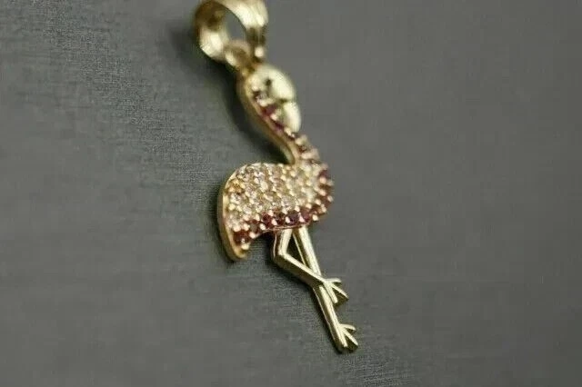 1.5CT Round Cut Created Red Ruby Women's Flamingo Pendant 14K Yellow Gold Finish - Image 2 of 4