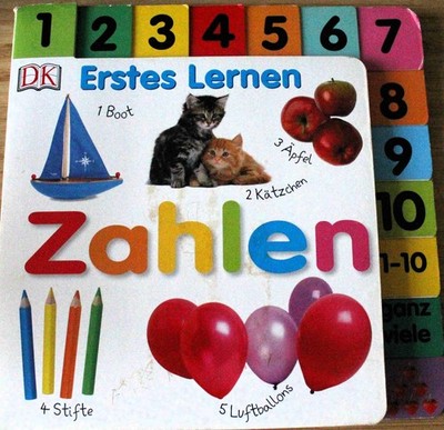 Erstes lernen  Zahlen DK  Pappbilderbuch mit Griff-Register guter Zustand