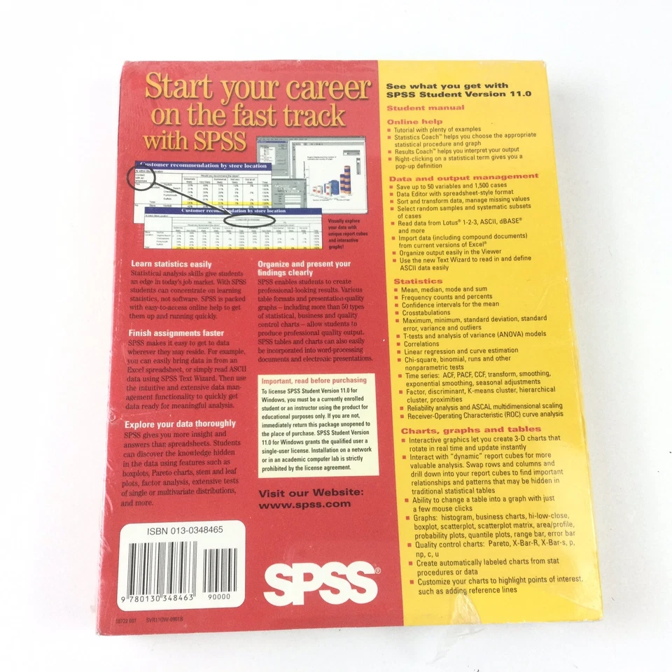 Sealed SPSS Student Version 11.0 Software Windows 98 2000 WIN NT Statistical - Image 3 of 3