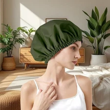 TPU Reusable Shower Cap – Double-Layer Waterproof Hair Protector for Women & Men