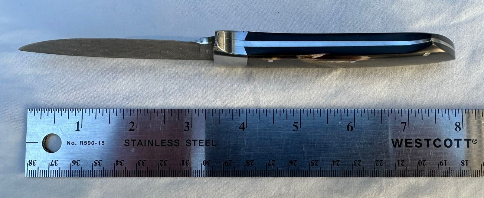 Stamascus N/V Raindrop Pattern Damascus Steel Knife - Famous Maker