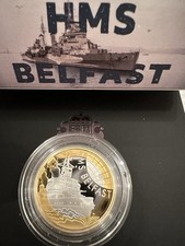 HMS Belfast 2025 Uk £2 Silver Proof Coin Boxed In royal Mint Packaging Mint