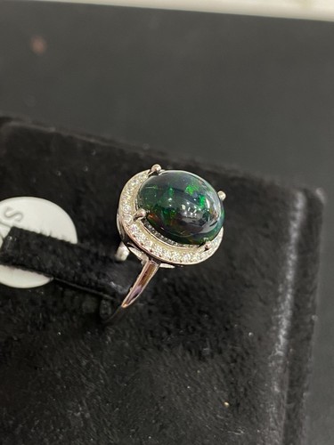 NATURAL BLACK OPAL 9X11 WHITE CZ STERLING SILVER 925 SET - 第 11/14 張圖片