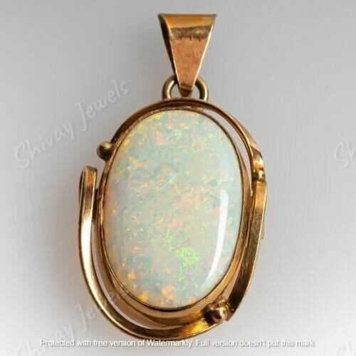 Fire Opal 2Ct Oval Cut Solitaire Pendant 14K Yellow Gold Plated 18'Chain