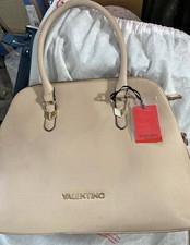 Valentino by Mario Valentino Beige Satchel Top Handle Bag with Logo Accent