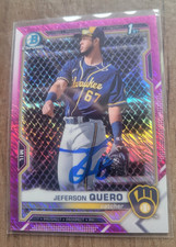 Jeferson Quero Signed 2021 1st Bowman Pink Baseball Card #BCP-181 Brewers /199