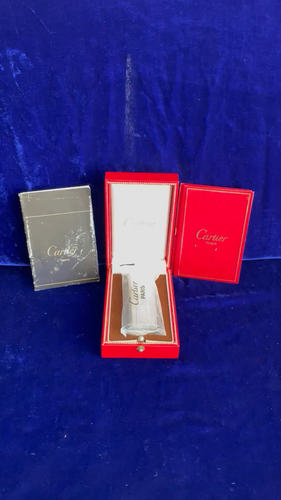Cartier Feuerzeug Vintage Silber Oval Neu Versiegelt Old Stock Zustand Full Set Box - Video 1 von 1