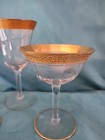 3-Crystal Glasses Gold Encrusted Rim Tiffin Franciscan Rambler Rose Valencia? — photo 3