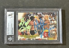 HULK HOGAN & TED DiBIASE 2001 FLEER WWF WRESTLEMANIA SIGNED AUTOGRAPHED CARD BAS